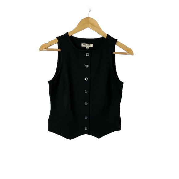 Madewell Tops - Madewell Black Jersey Knit Button Front Vest Size XXS